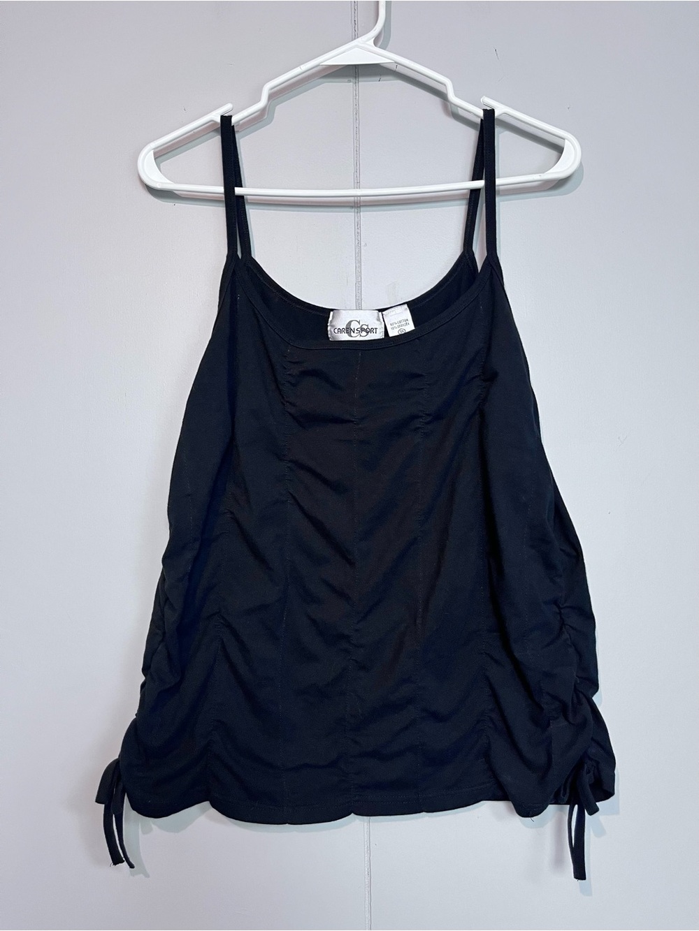 Care N Sport Black Ruching Tank Top 3X Plus Size Cotton Spandex